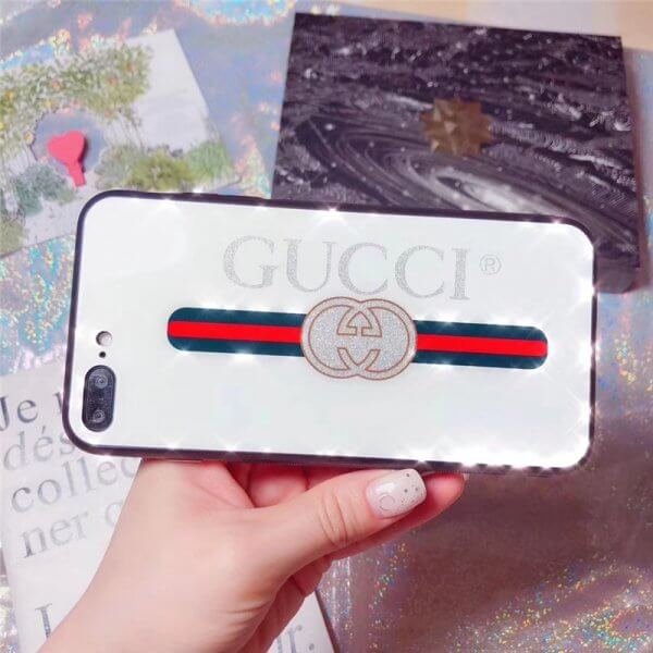 グッチキラキラロゴスマホケース iPhone11 pro max メンズ ペアルック gucci スマホケース iphone xs max xr ハードケース ガラス 人気 iPhone8 8プラスカバー おしゃれ - 画像 (4)