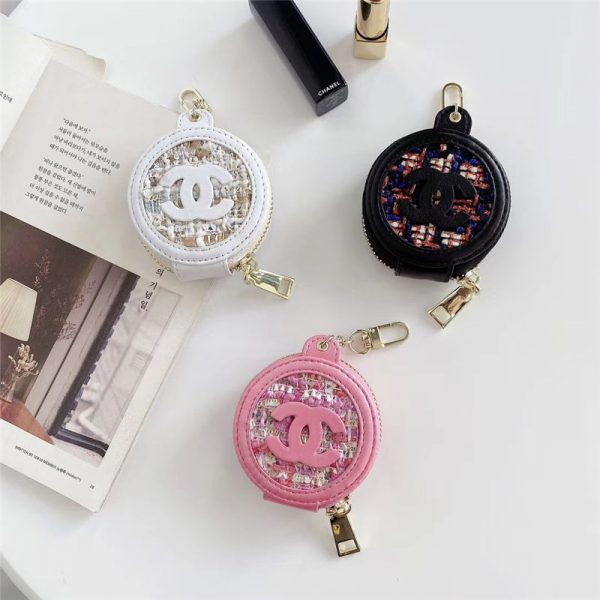 シャネル ワイヤレスイヤホンケース 小香風 CHANEL airpods pro ケース ピンク ミラー付き エアーポッズ保護カバー 女性 プレゼント イヤホン 収納 ポーチ chanelパロディ アクセサリー ケース おすすめ