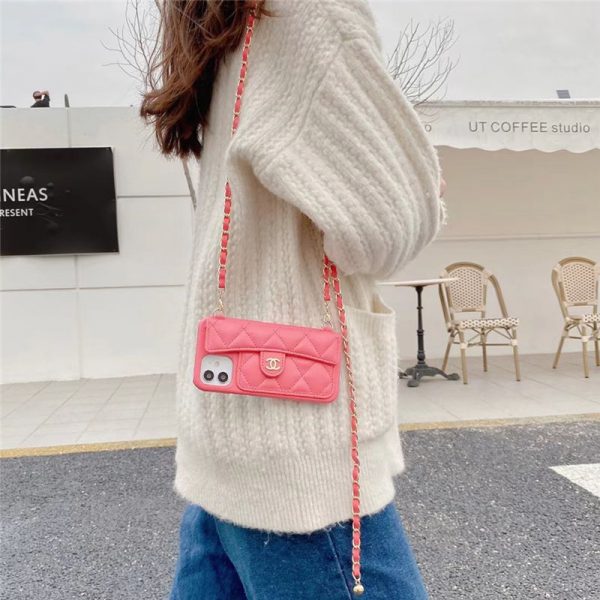 chanel iphone16/16pro/16pro max ケース 肩掛け iphone15/14pro ケース ショルダー シャネル ブランド 携帯ケース チェーン 付き ココマーク iphone13/12pro maxケース レザー 高級 おしゃれ - 画像 (4)