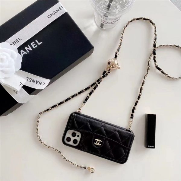 chanel iphone16/16pro/16pro max ケース 肩掛け iphone15/14pro ケース ショルダー シャネル ブランド 携帯ケース チェーン 付き ココマーク iphone13/12pro maxケース レザー 高級 おしゃれ - 画像 (3)