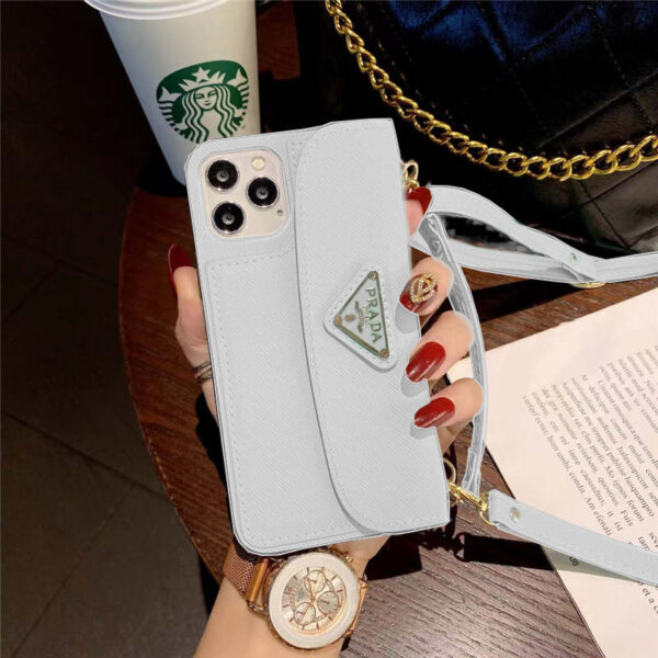 iphone16 15プロ ケース 背面 収納 ブランド prada iphone14pro max/13 ショルダーケース バッグ型 プラダ アイフォンカバー14/12pro 肩掛け 大人っぽい - 画像 (5)