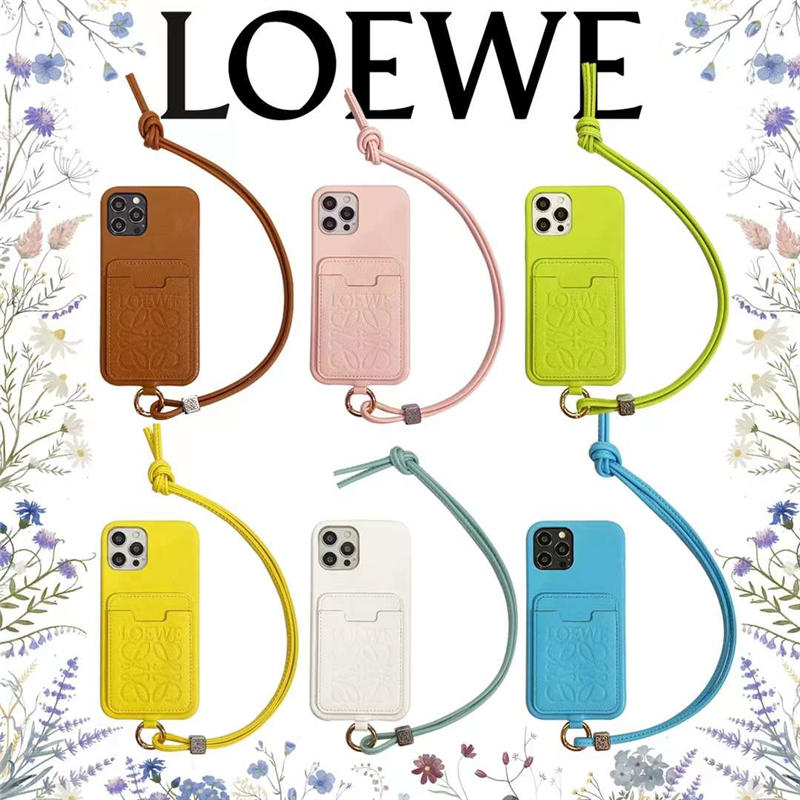 ストラップ付き iphone15proケース ブランドコピー loewe iphone15/14 カバー カード入れる