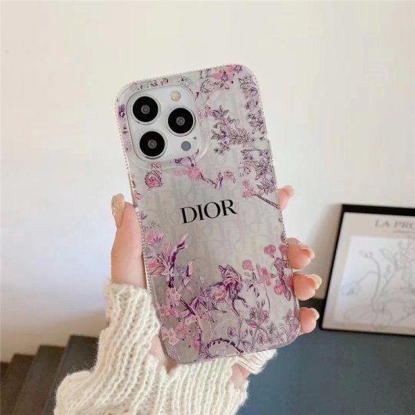 iphone15ケース 花柄 ブランド dior iphone15pro max/14pro ケース 女子 韓国 ディオール風 アイフォンケース13pro 可愛い iphone12promax スマホケース tpu 頑丈 - 画像 (3)