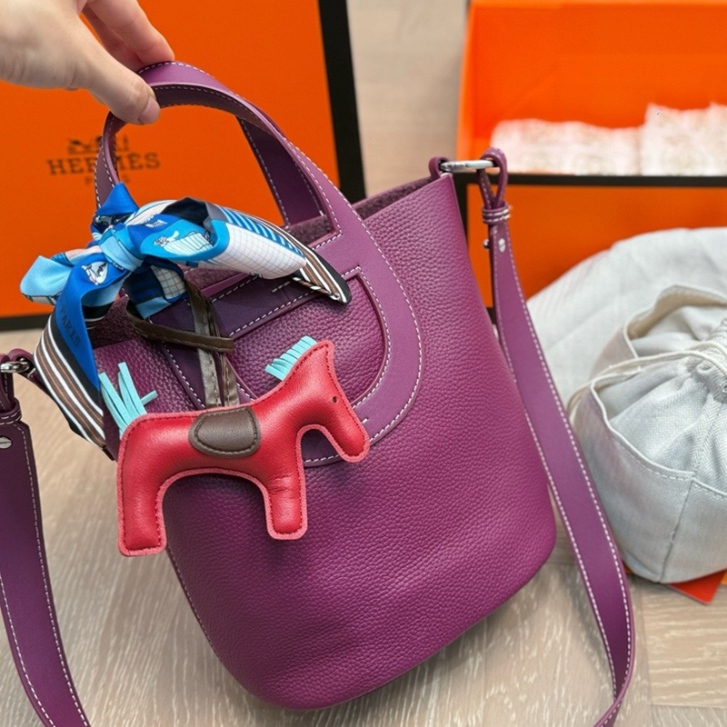 エルメス ハンドバッグ スカーフ付 バケツバッグ hermes インザループ バッグ 新作 巾着袋付き カバン 可愛い パロディ - 画像 (5)