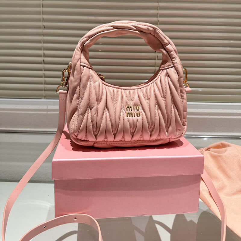 ミュウミュウ MIU MIU ショルダーバッグ ミュウ ワンダー マテラッセ サテン ホーボーバッグ 5BC125OOY 2BD8