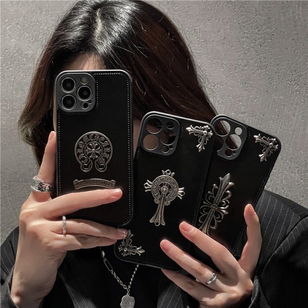iphone16pro/16promax ケース おしゃれ クロム ハーツ iphone15pro/14 ケース 黒 お揃い iphone13 ケース かっこいい iphone14promax/12pro ケース ブランド メンズ - 画像 (6)