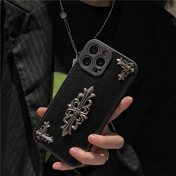 iphone16pro/16promax ケース おしゃれ クロム ハーツ iphone15pro/14 ケース 黒 お揃い iphone13 ケース かっこいい iphone14promax/12pro ケース ブランド メンズ - 画像 (4)