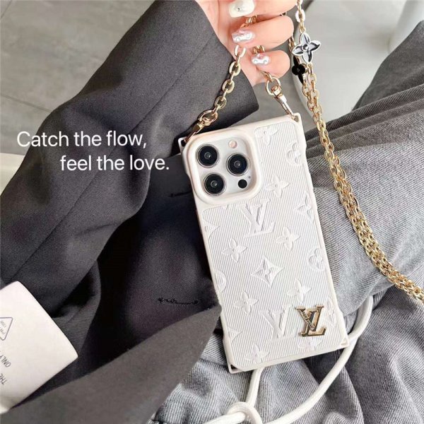 ヴィトン風 iphone15/15pro ケース ショルダー おしゃれ ルイヴィトン iphone14promax/13pro/12 スマホケース かわいい 韓国 アイフォン14/13 カバー 人気 女子 チェーン付き - 画像 (4)