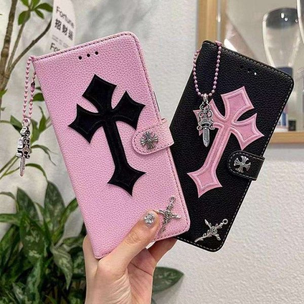 クロム ハーツ スマホケース 手帳型 iphone16pro/16promax ケース 可愛い ブランド 携帯 手帳 型 ケース iphone15pro/14/13 ケース 大人 女子 iphoneケース 手帳型