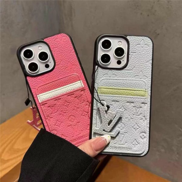 iphoneケース カード収納 ルイヴィトン iphone16/16promax ケース カード 収納 2枚 ヴィトン風 iphoneケース バイカラー iphone15/14/13 ケース ブランド 可愛い - 画像 (6)
