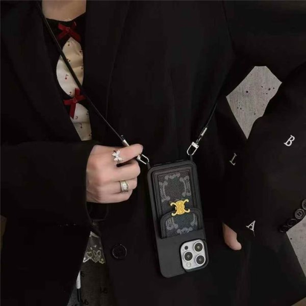 セリーヌ iphone17/17promax ケース ショルダー celine iphone16/16pro ケース カード収納 背面 流行り スマホケース 韓国 iphone15/14pro ケース パロディ 安全 - 画像 (4)