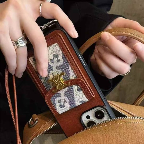 セリーヌ iphone17/17promax ケース ショルダー celine iphone16/16pro ケース カード収納 背面 流行り スマホケース 韓国 iphone15/14pro ケース パロディ 安全 - 画像 (6)